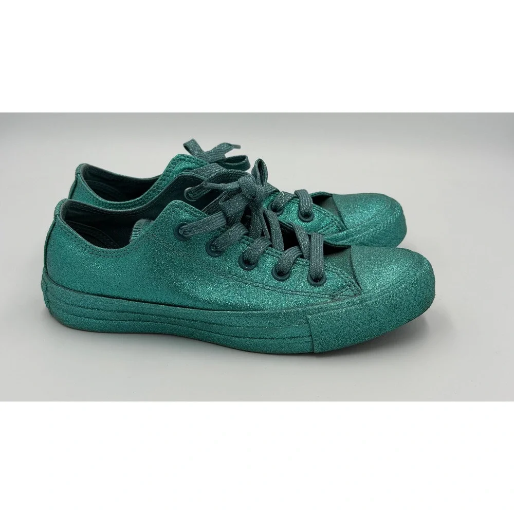 Converse Chuck Taylor All Star Low Teal‎ Green Glitter Sneakers Womens 6 164813C